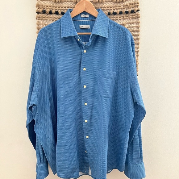 Peter Millar Blue Men's Button Up Long Sleeve Shirt